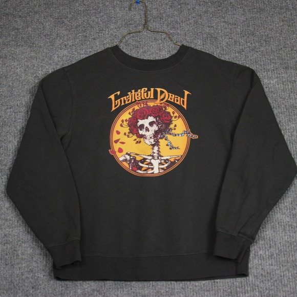 Vintage Grateful Dead Sweatshirt Womens XL Rose Skull Skeleton Band Tee - Picture 1 of 5